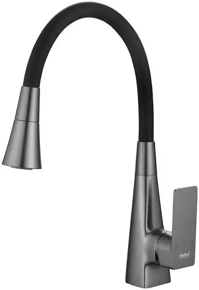 Haiba HB73823 смеситель для кухни с гибким изливом оружейная сталь (HB73823-3)