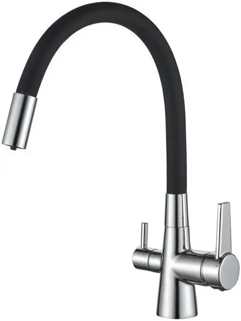Haiba HB76858 смеситель для кухни с гибким изливом черный/хром (HB76858-7)