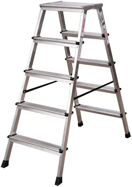 Новая Высота NV-2120 стремянка двухсторонняя с увеличенной площадкой (/2 * 4 ст)