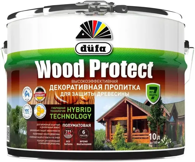 Dufa Wood Protect высокоэффективная декоративная пропитка (10 л) тик