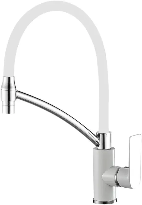 Haiba HB72505 смеситель для кухни с гибким изливом белый/хром (HB72505-8)