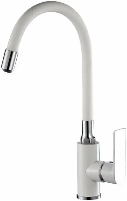 Haiba HB73505 смеситель для кухни с гибким изливом белый/хром (HB73505-8)