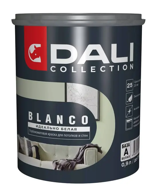 Dali Collection Blanco краска глубокоматовая для стен и потолков (900 мл) белая