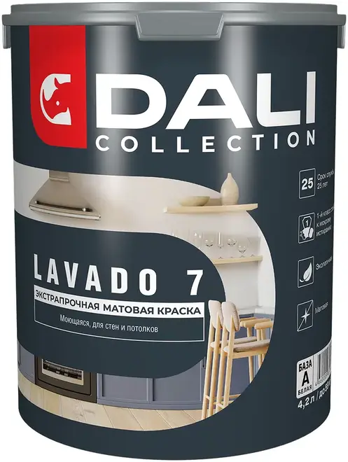 Dali Collection Lavado 7 краска экстрапрочная моющаяся для стен и потолков (4.2 л) белая