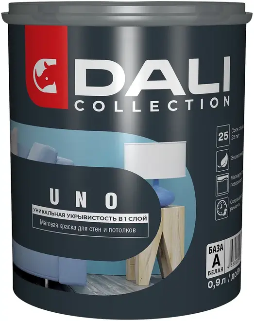 Dali Collection Uno краска укрывистая для стен и потолков (2.5 л) бесцветная