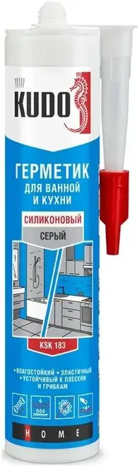 Kudo герметик силиконовый для ванной и кухни (280 мл) серый