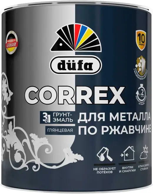 Dufa Correx грунт-эмаль по ржавчине гладкая 3 в 1 (750 мл) винно-красная RAL 3005 гладкая