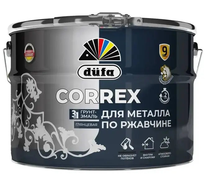 Dufa Correx грунт-эмаль по ржавчине гладкая 3 в 1 (10 л) зеленая RAL 6029 гладкая