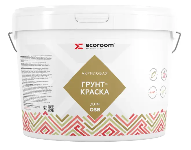 Ecoroom грунт-краска акриловая для OSB (5 л) белая