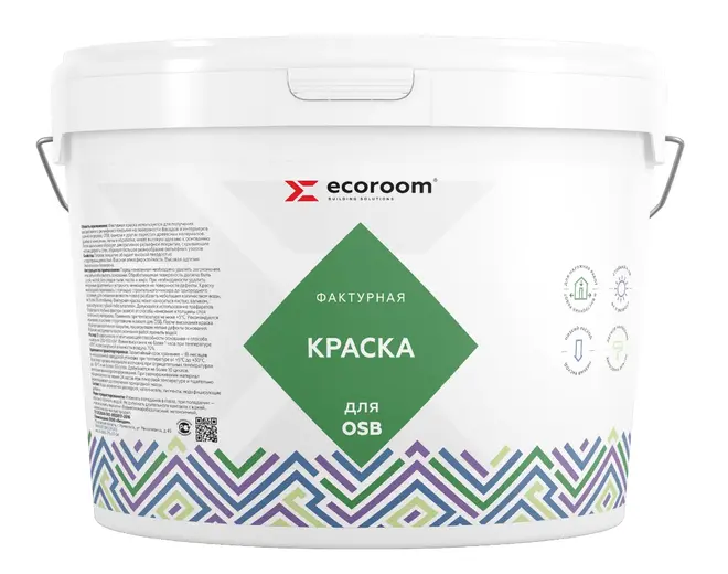 Ecoroom краска акриловая фактурная для OSB (16 кг) белая