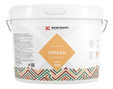 Ecoroom краска акриловая фасадная для OSB (5 л) белая
