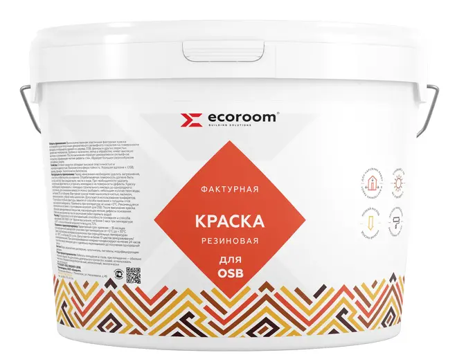 Ecoroom краска резиновая фактурная для OSB (15 кг) белая