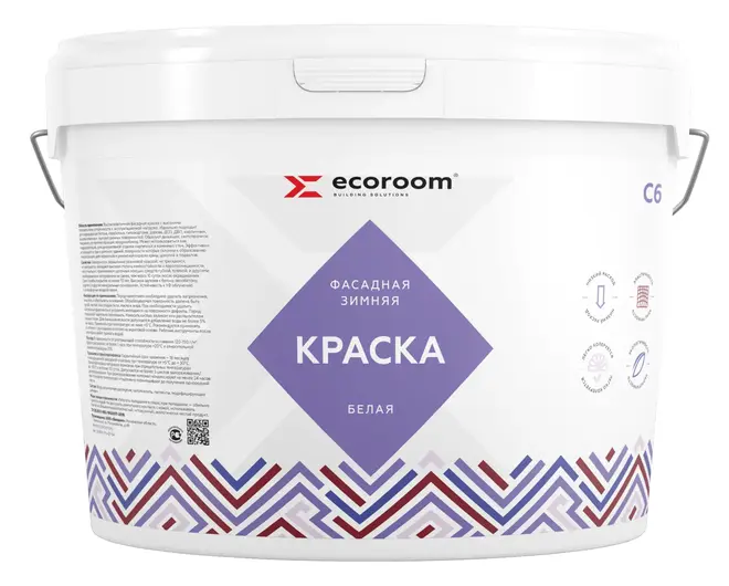 Ecoroom С-6 краска акриловая фасадная зимняя (45 кг) белая
