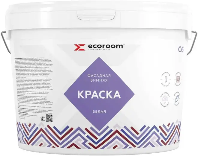 Ecoroom С-6 краска акриловая фасадная зимняя (45 кг) белая