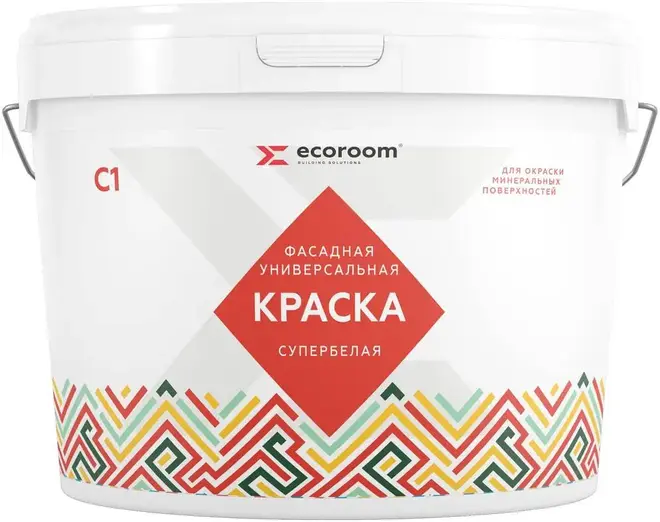 Ecoroom С-1 краска фасадная универсальная супербелая (14 кг) супербелая
