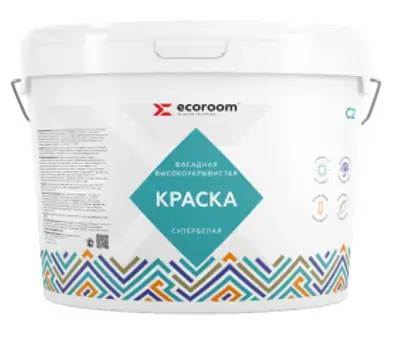 Ecoroom С-2 краска фасадная высокоукрывистая супербелая (45 кг) супербелая