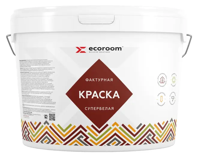 Ecoroom краска акриловая фактурная супербелая (16 кг) супербелая