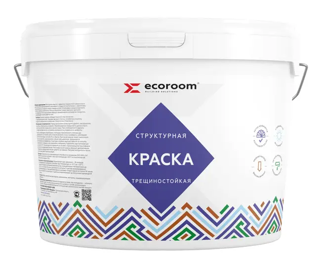 Ecoroom краска акриловая структурная трещиностойкая (16 кг) белая зернистость