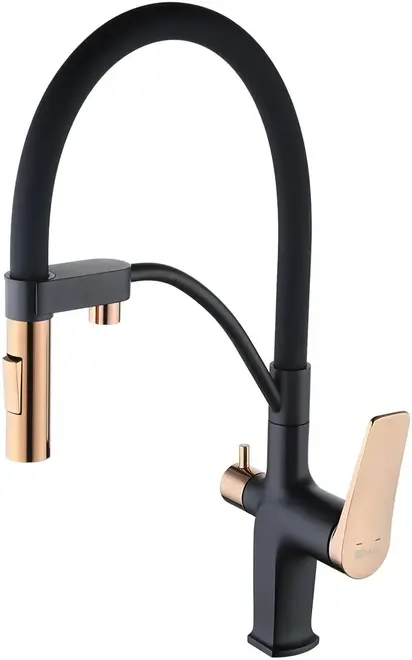 Lemark Bronx LM3761 смеситель для кухни с подключением к фильтру черный/золото (LM3761BLR)
