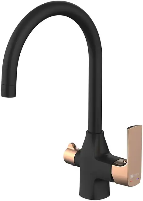 Lemark Ursus LM7261 смеситель для кухни с подключением к фильтру черный/розовое золото (LM7261BLR)