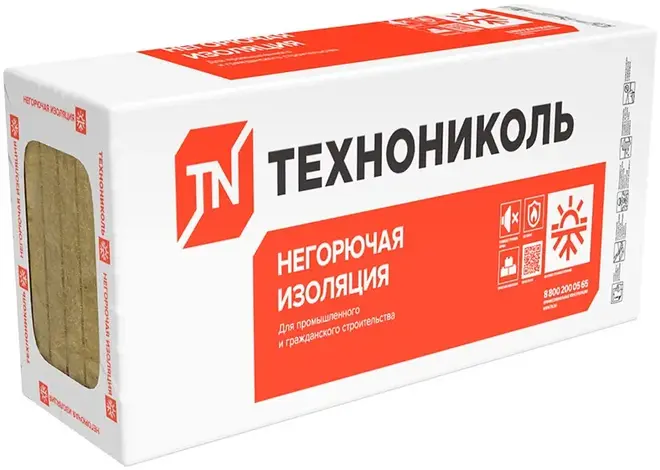 Технониколь Техноруф Н 30 гидрофобизированная тепло- звукоизоляционная плита (0.6*1.2 м/100 мм)