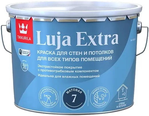 Тиккурила Luja Extra краска для стен и потолков для всех типов помещений (9 л) белая база A матовая