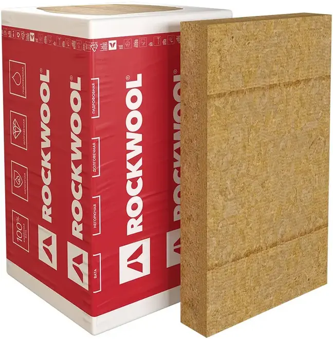 Rockwool Венти Баттс Д Оптима жесткая гидрофобизированная теплоизоляционная плита (0.6*1 м/100 мм)