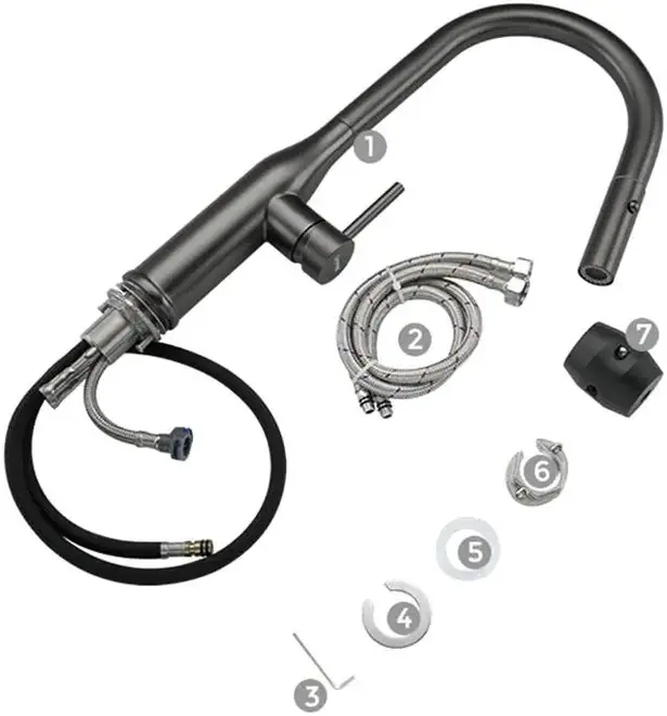 Gappo G4398 смеситель для кухни с выдвижной лейкой оружейная сталь (G4398-41)