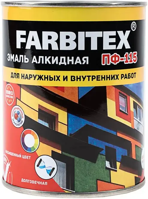 Farbitex ПФ-115 эмаль алкидная (1.8 кг) белая глянцевая