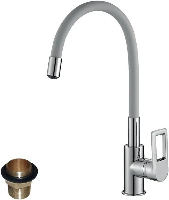 Rossinka Silvermix Z35 смеситель для кухни с гибким изливом хром/серый (Z35-35U-Gray)