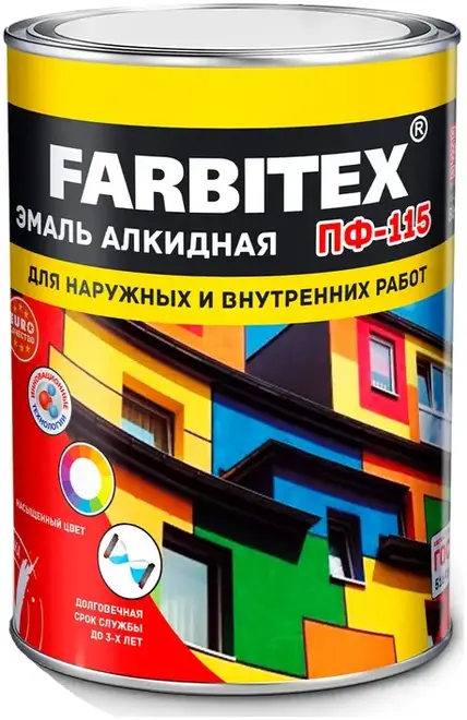 Farbitex ПФ-115 эмаль алкидная (800 г) белая глянцевая