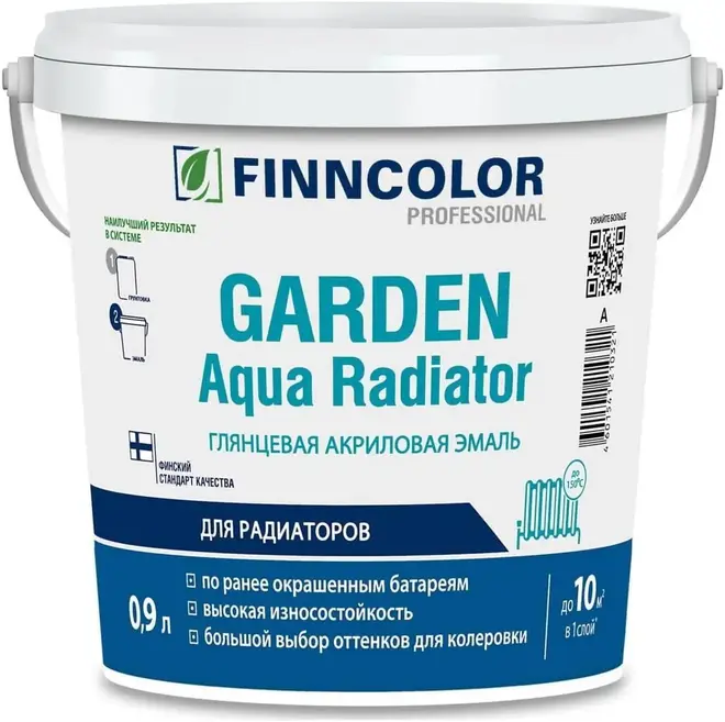 Finncolor Garden Aqua Radiator эмаль глянцевая акриловая для радиаторов (900 мл) бесцветная