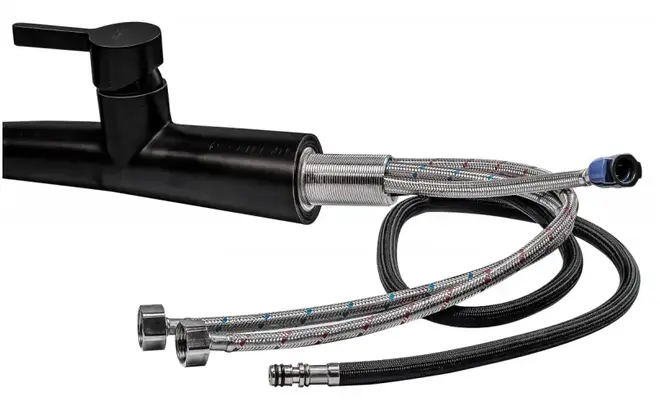 Профсан Steel Black ПСМ-301-9 смеситель для кухни с выдвижной лейкой черная бронза матовая (ПСМ-301-9)