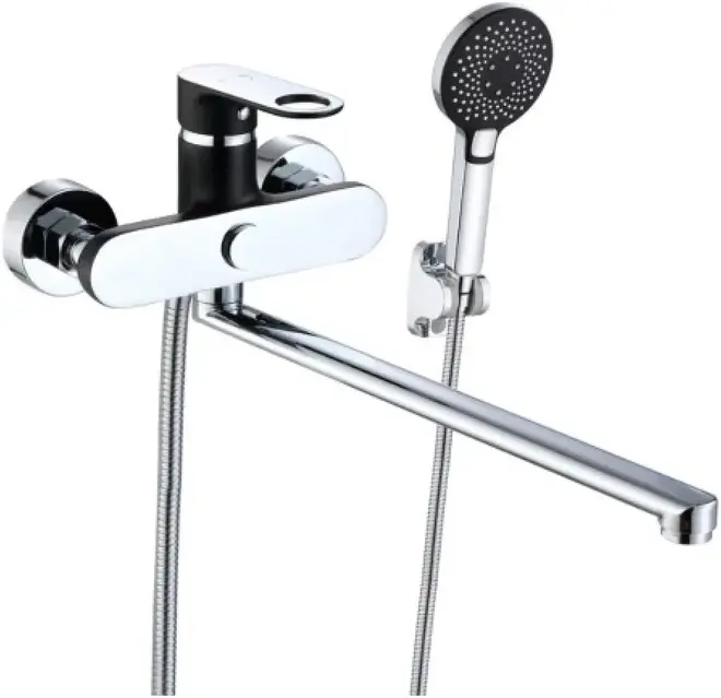 Vieir V043541 смеситель для ванны хром/черный излив 350 мм (V043541-C)