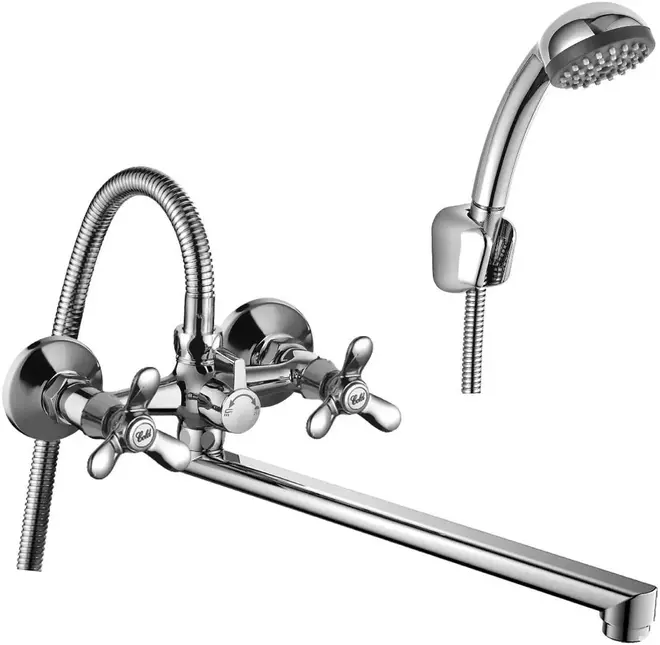 Rossinka Silvermix Q02 смеситель для ванны хром излив 350 мм (Q02-80)