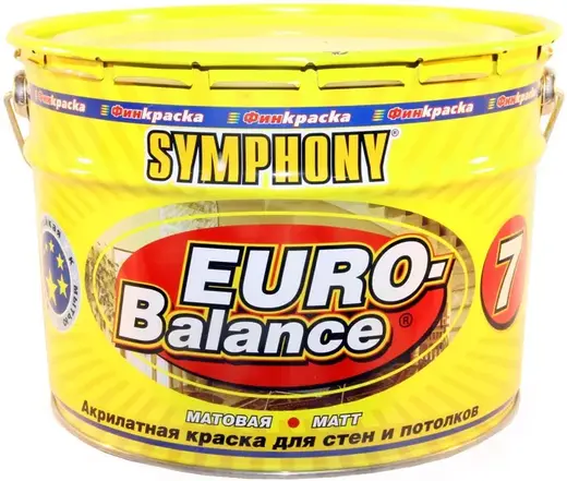 Финкраска Симфония Euro-Balance 7 акрилатная краска для стен и потолков (3 л металл) белая