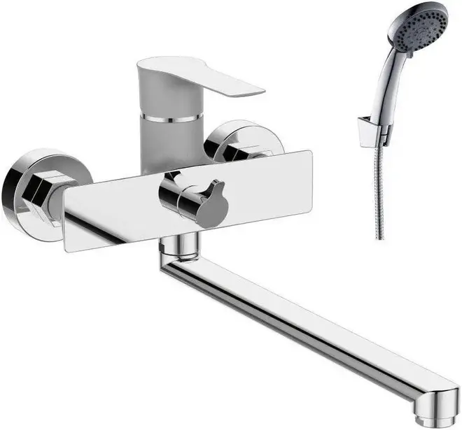 Rossinka Silvermix RS35 смеситель для ванны хром/перламутр излив 372 мм (RS35-32PC)