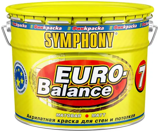 Финкраска Симфония Euro-Balance 7 акрилатная краска для стен и потолков (10 л металл) белая