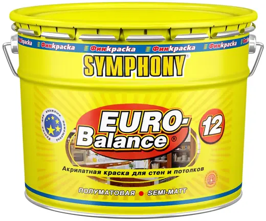 Финкраска Симфония Euro-Balance 12 акрилатная краска для стен и потолков (10 л) белая