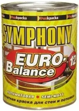 Финкраска Симфония Euro-Balance 12 акрилатная краска для стен и потолков (1 л) белая