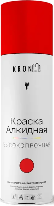 Kronbuild краска алкидная высокопрочная быстросохнущая (520 мл) красная RAL 3020 глянцевая