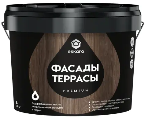 Eskaro Premium Wood Facade Oil Фасады Террасы масло водоразбавляемое для деревянных фасадов и террас (2.7 л) молочный
