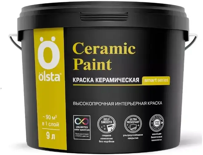 Olsta Ceramic Paint краска интерьерная высокопрочная (900 мл) белая