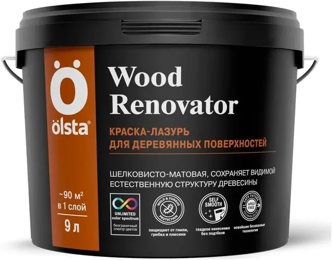 Olsta Wood Renovator краска-лазурь для деревянных поверхностей (9 л) бесцветная
