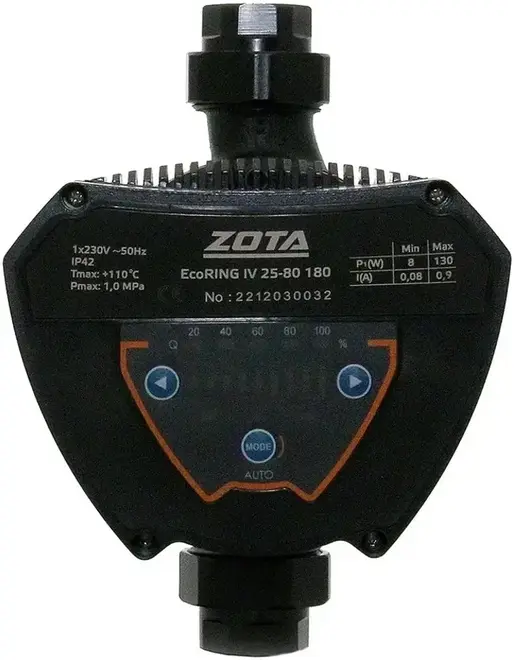 Zota Ecoring IV 25-80 180 насос циркуляционный для отопления с гайками