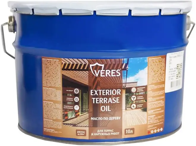 Veres Exterior Terrase Oil масло по дереву для террас и наружных работ (10 л) бесцветный