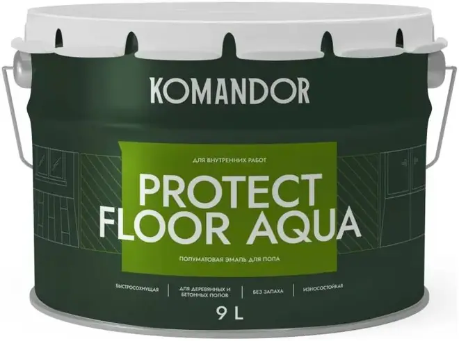 Командор Protect Floor Aqua эмаль полуматовая для пола (9 л) белая