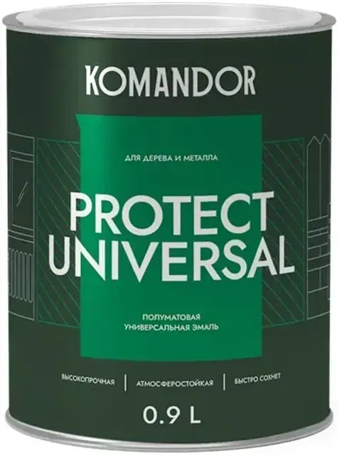 Командор Protect Universal эмаль универсальная полуматовая для дерева и металла (900 мл) бесцветная