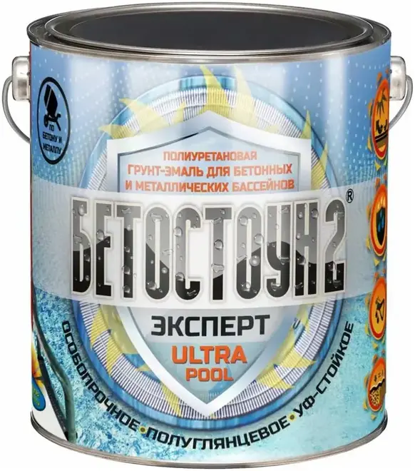 Красковия Бетостоун 2 Эксперт Ultrapool грунт-эмаль полиуретановая УФ-стойкая для бассейнов (3 кг) синяя RAL 5012