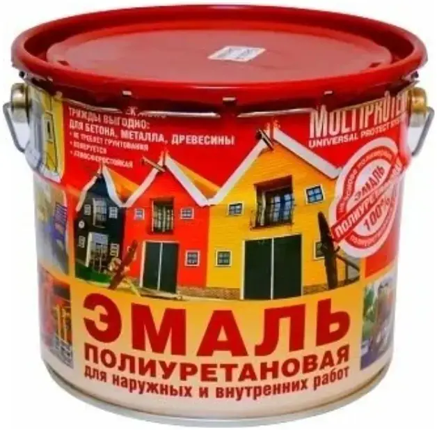 Мультипротект ПУ эмаль универсальная для наружных и внутренних работ (10 кг) серая RAL 7040